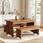Ensemble de table de salle à manger 3 pièces avec 2 bancs - 55 po pour table d'appoint, coin repas et espaces polyvalents