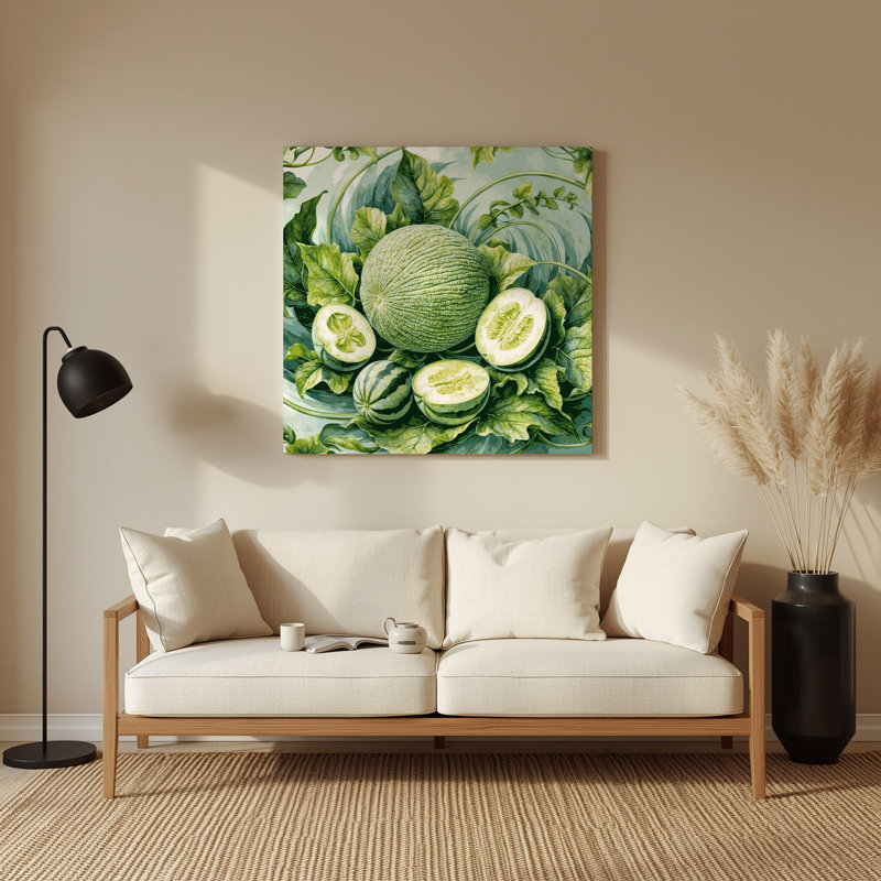 Art mural en métal vert légumes Melon, H 16 po x l 16 po