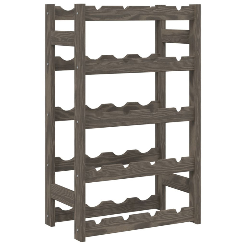 Wine Rack For 20 Bottles Grey Solid Wood Pine