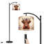Lampe sur pied à arc avec abat-jour réglable Highland Cow Floral Flower