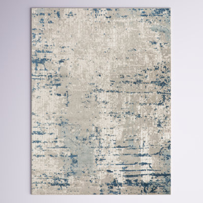 Addie Abstract Modern Machine Woven Area Rug in Beige/Gray