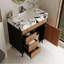 Meuble-lavabo autoportant de 30 po avec lavabo en céramique, 3 tiroirs et 1 armoire de rangement avec poignées dorées-172157143