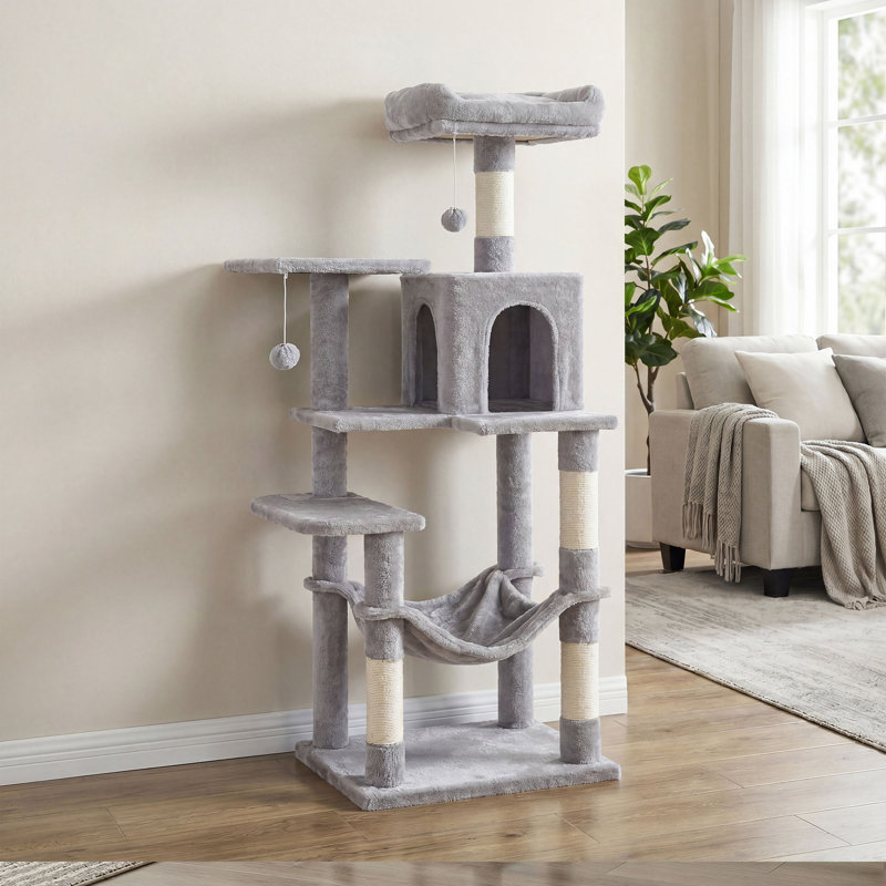 Maison pour chat à plusieurs niveaux, 42" H x 14" W x 18" D, Gris