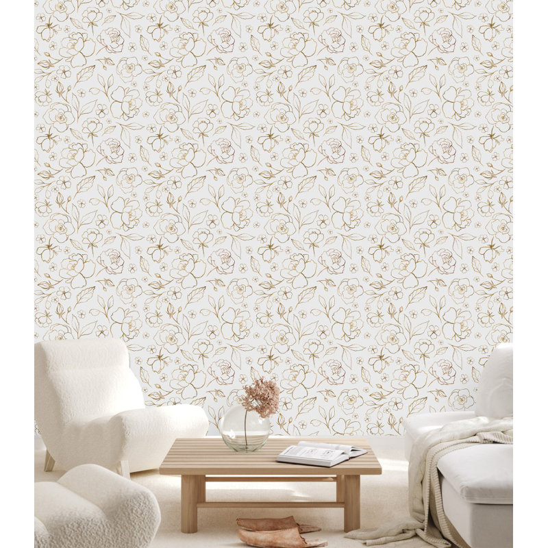 Panneau de papier peint floral, L 2,08 pi x L 10,42 pi