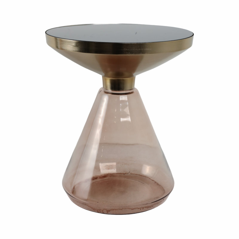 Modern Glam Metal & Glass End Table or Accent Table - 19" Gold & Black with Smoked Glass Base for Living Room, Bedroom, or Office