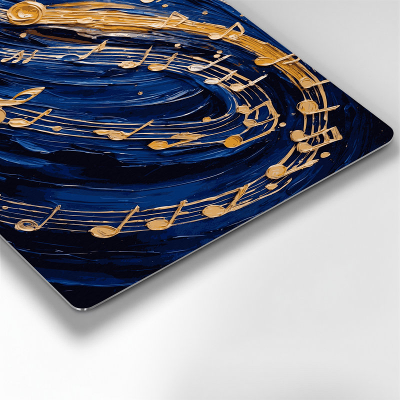 Musique, notes de musique et symboles, art mural en métal bleu, H 24 po x l 36 po