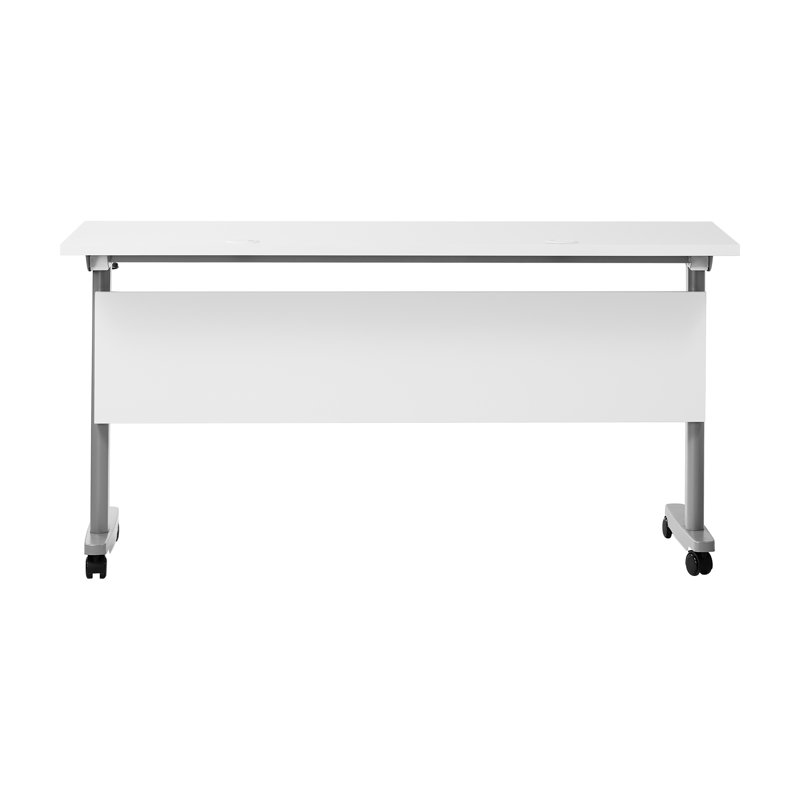 Table de formation commerciale avec structure en acier et pieds en T, Gris, Blanc, 30"H x 60"W x 23.5"D