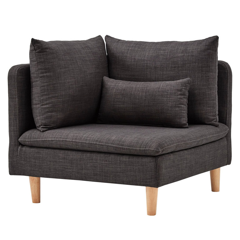 Poyner Upholstered Accent Chair, Dark Grey Linen