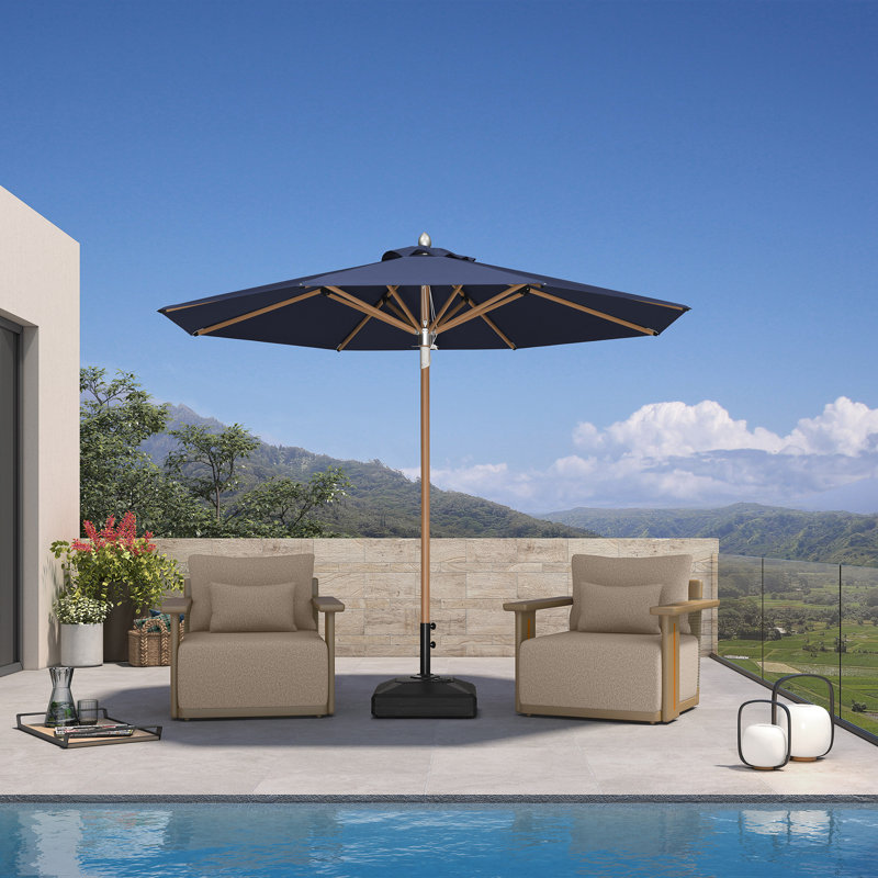 Market Umbrella - Poulie exquise ronde de 10 pi avec dessus ventilé bleu marine, Marine