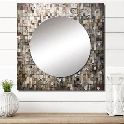 Pjero - Grand miroir mural carré en mosaïque Boho
