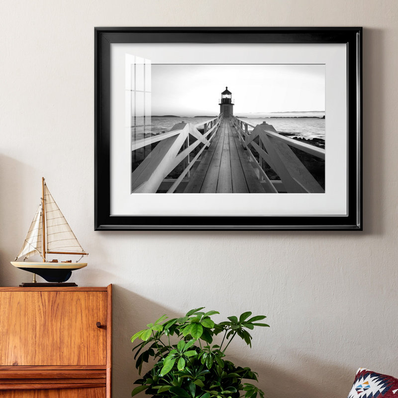 Phare de Marshall Point, reproduction encadrée de qualité supérieure, prête à être accrochée, Papier avec cadre noir