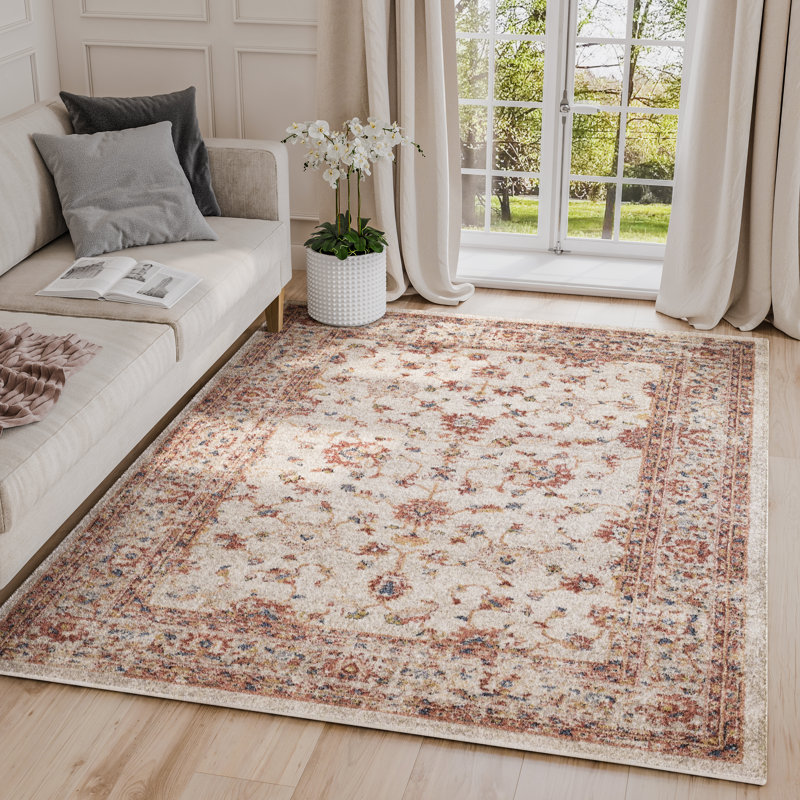 Tapis beige / rouge Bourke, Rectangle 5 pi 3 po x 7 pi 6 po