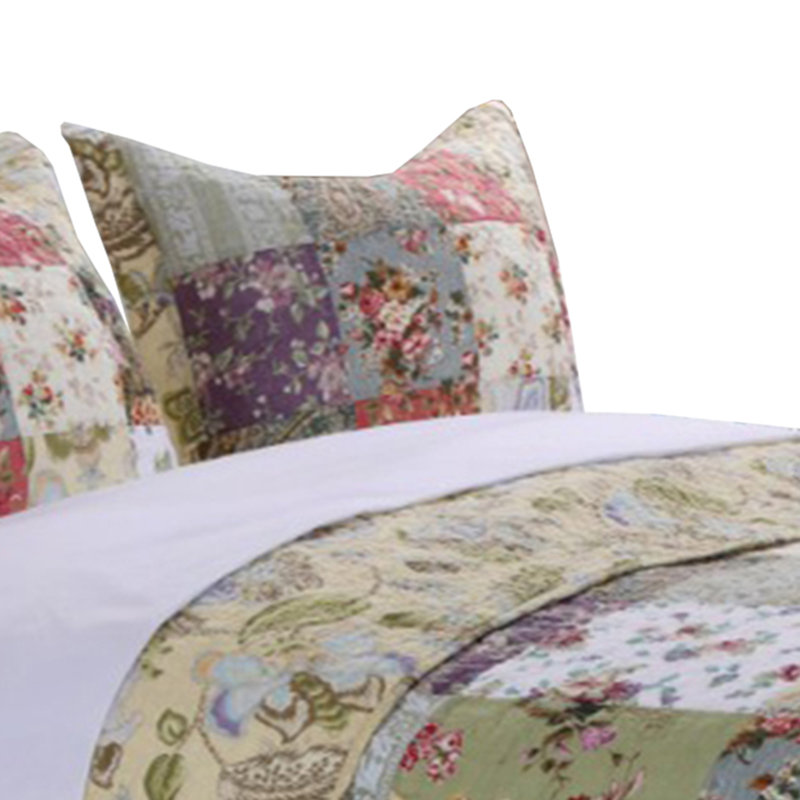 Eiger Multicolor Jacobean Print Microfiber Queen Quilt Set