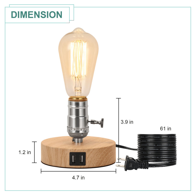 Annjelica Wood USB Desk Lamp
