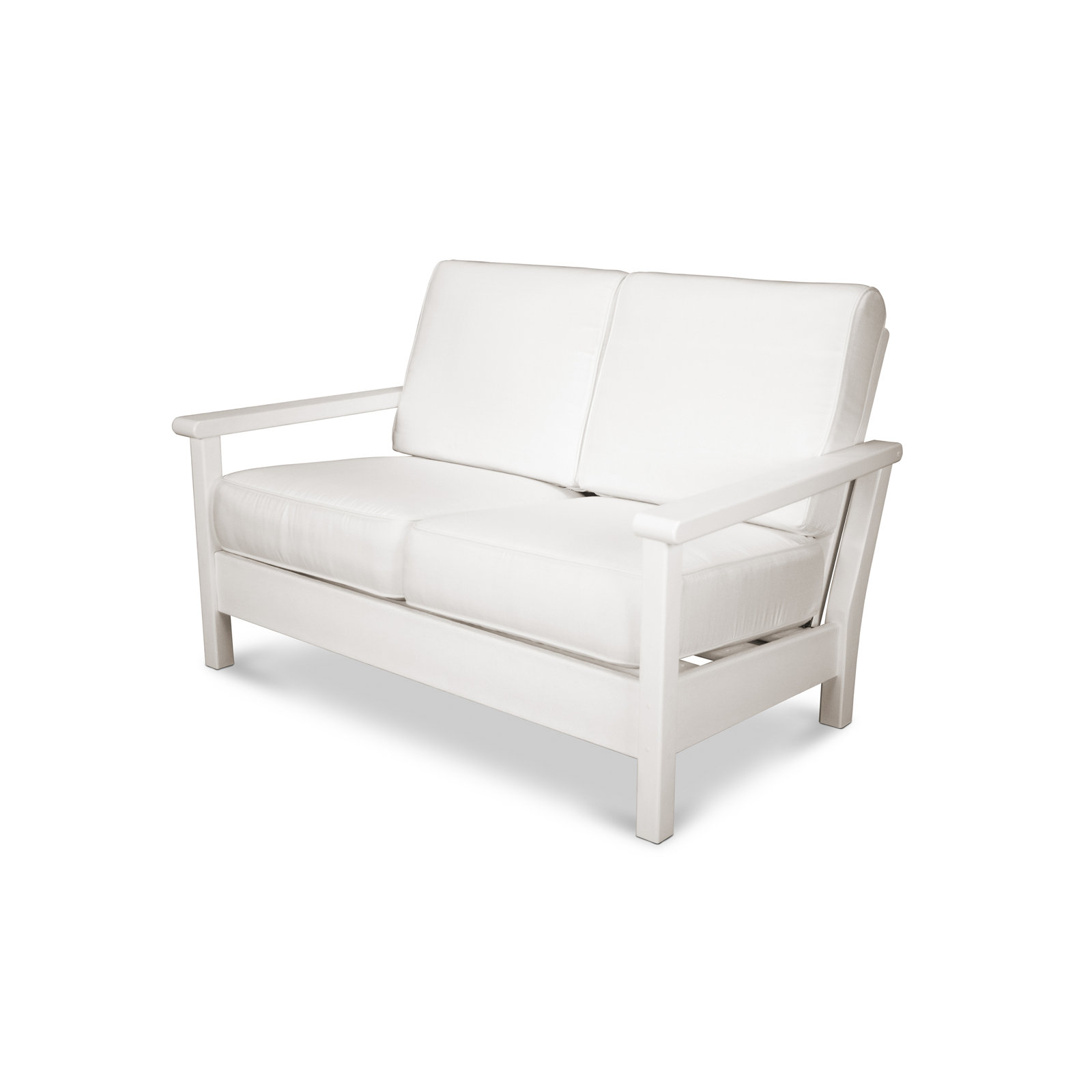 POLYWOOD® Harbour 52" Patio Loveseat, Natural, White