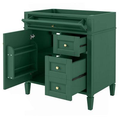Meuble-lavabo de salle de bain de 30 po sans lavabo supérieur, armoire de rangement moderne avec 2 tiroirs et un tiroir rabattable (BASSIN INCLUS)
