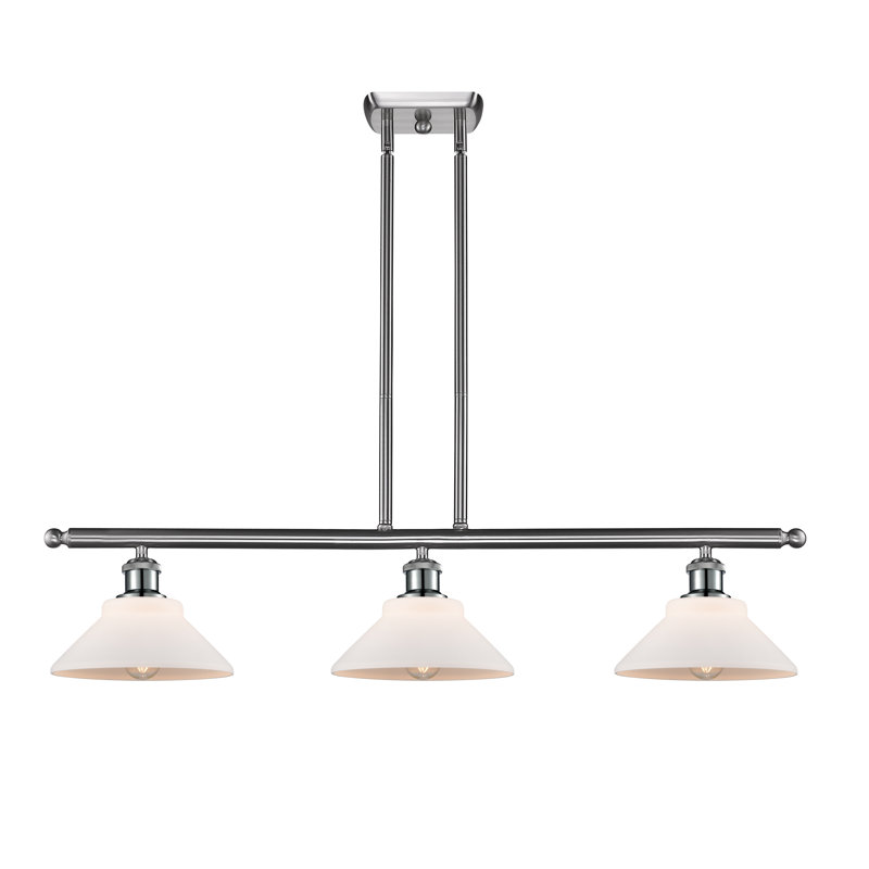 Luminaire suspendu linéaire à 3 lumières pour îlot de cuisine Newton St Loe, Ampoule non incluse, Nickel satiné brossé