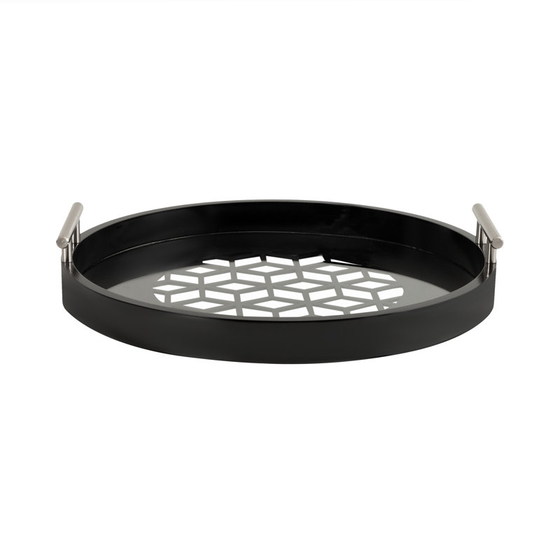 Magalia Wood Tray, Black, Silver