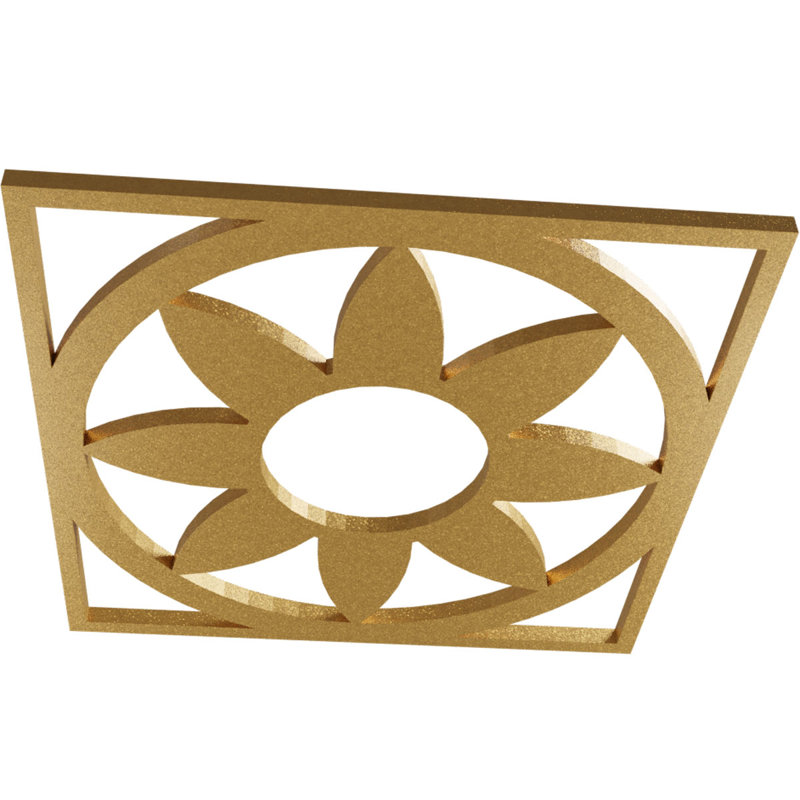 Médaillon de plafond percé en PVC de qualité architecturale Blume, H 26 po x l 26 po x P 0,75 po, Or