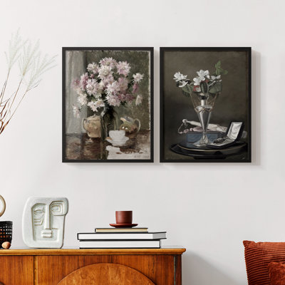 Vintage  Floral III  -Framed Giclee Print - Set of 2