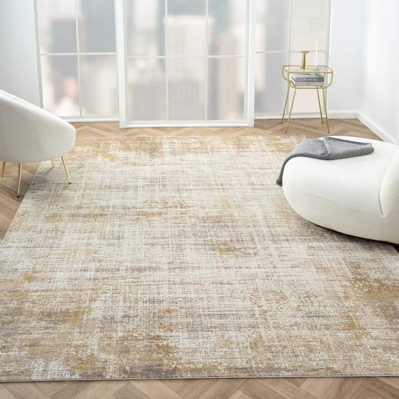 Tapis texturé sable doré Belrose, 9 pi 9 po x 13 pi 9 po