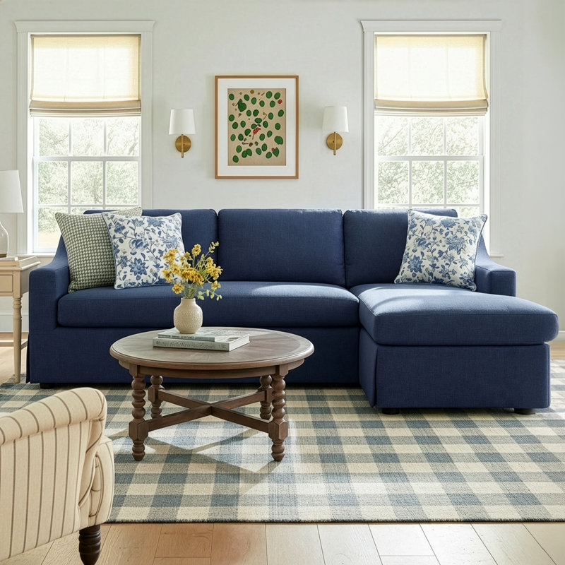 Cranbrook Upholstered L-Shaped Sectional, Right Hand Facing, Canvas Navy Sunbrella® Canvas