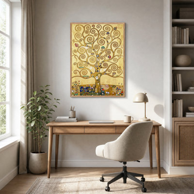 Arbre de vie doré tourbillonnant avec grenades - Tableau sur toile