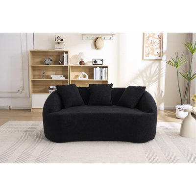 Chenille noire désossée 2 en noir 049s, mise à niveau, 3 coussins, modulaire minimaliste pour la maison et le bureau, profil d'espace, 30 chenilles en mousse compressée avec salon approprié, invité