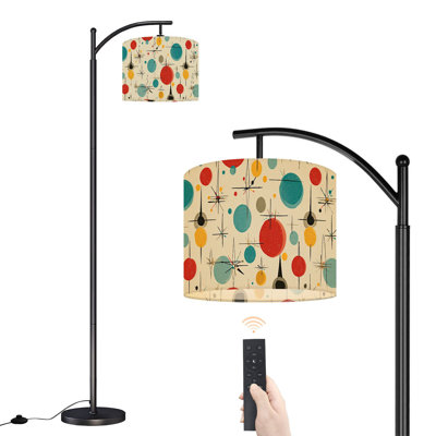 Arc Floor Lamp with Adjustable Lampshade Mid century fifties modern retro colors Standing Lamp 3 Color Temperatures Dimmable Tall Pole Lamp with Foot Switch for Bedroom