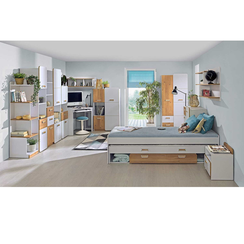 Rivanna Corner Computer Desk, Nash Oak, White Brilliant