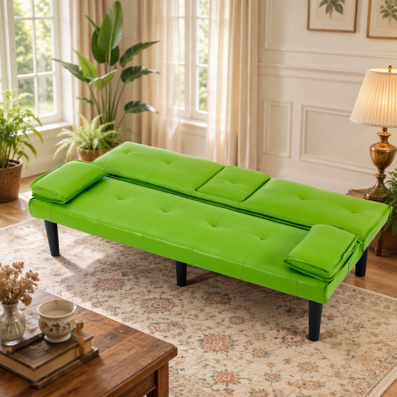 Canapé-lit pliable multifonctionnel avec porte-gobelet, idéal pour transformer des espaces de vie en chambres d'amis confortables