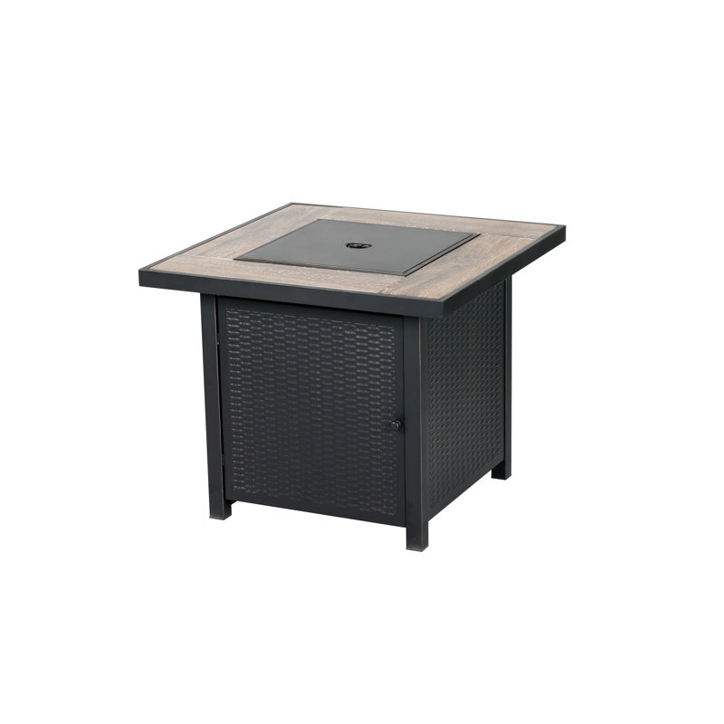 30-Inch Black Steel Gas Fire Pit Table