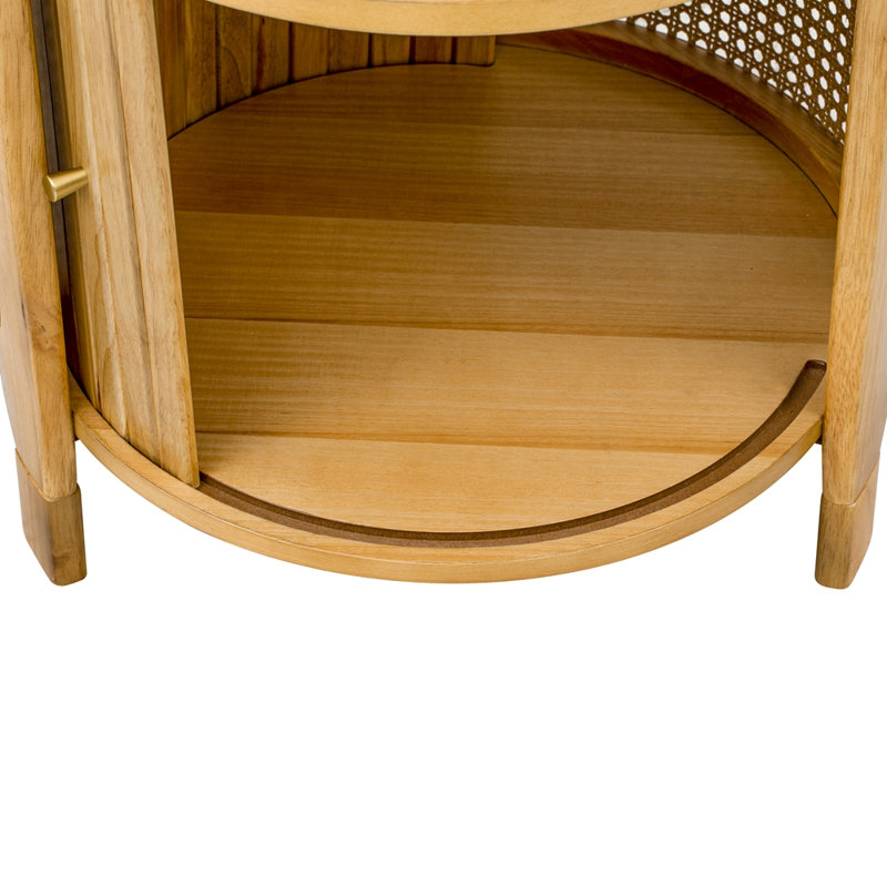 Table basse rotative moderne avec rotin et rangement caché U-Can table basse