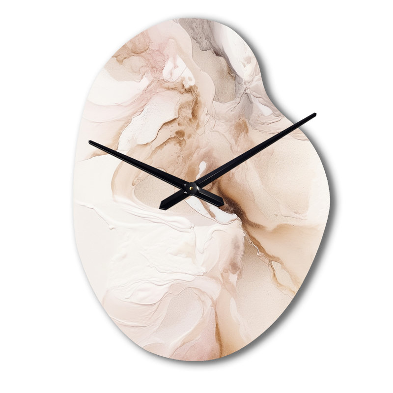 Horloge murale en forme de marbre brun délicat et abstrait II, Grand