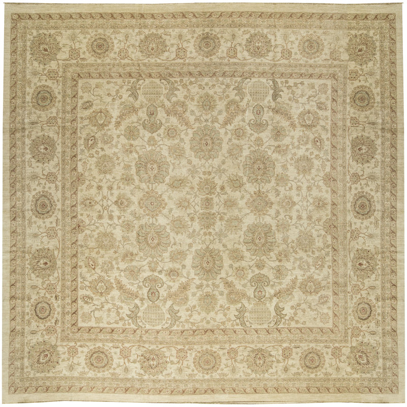 Hand-Knotted High-Quality Beige and Brown Area Rug