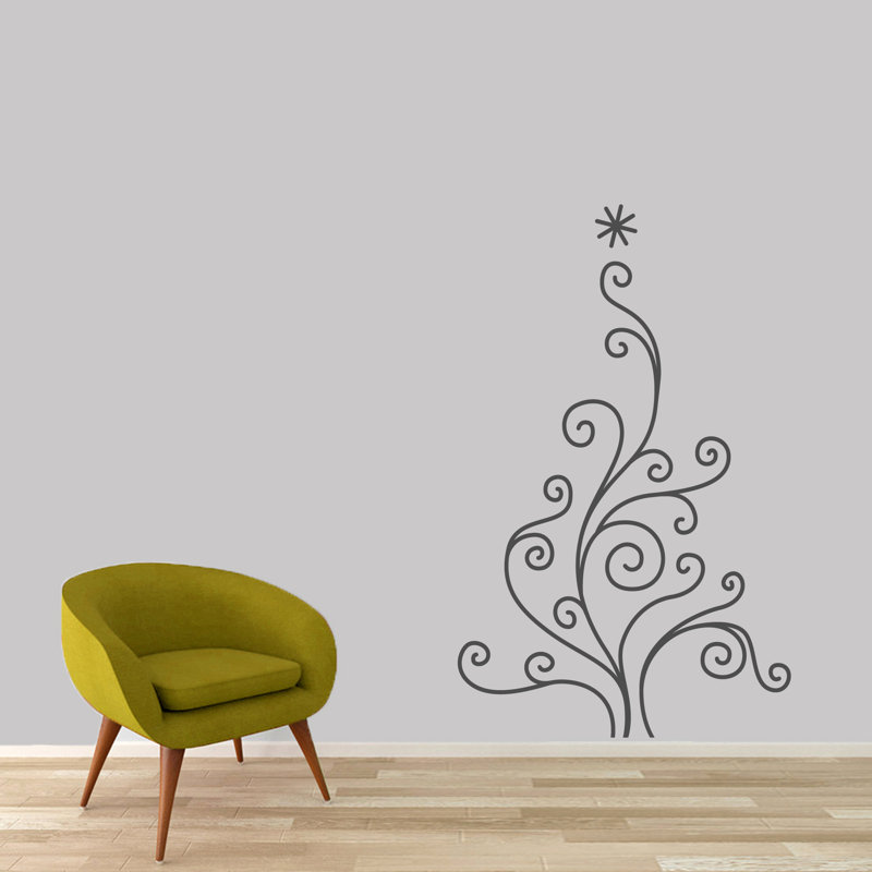 Décalcomanie murale arbre de noël Betances, Gris foncé