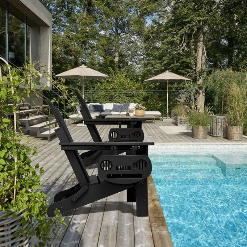 Garbani Foldable Outdoor Adirondack Chair, Black