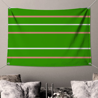 Green Pink Stripes Wall Tapestry - Stripes Wall Decor