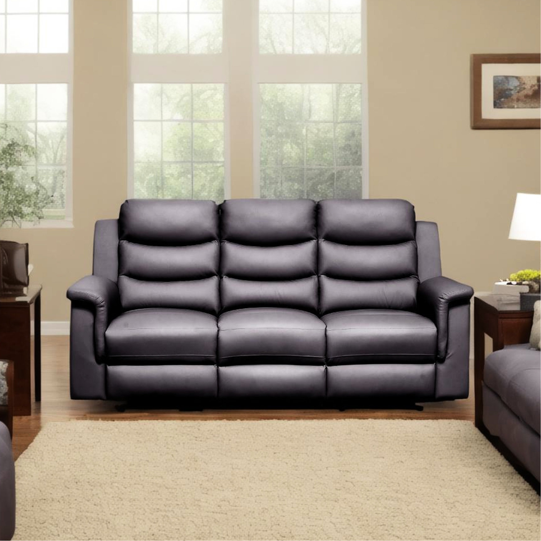 Latitude Run® Ergonomic 3 Reclining Cover With Console, Black Faux ...