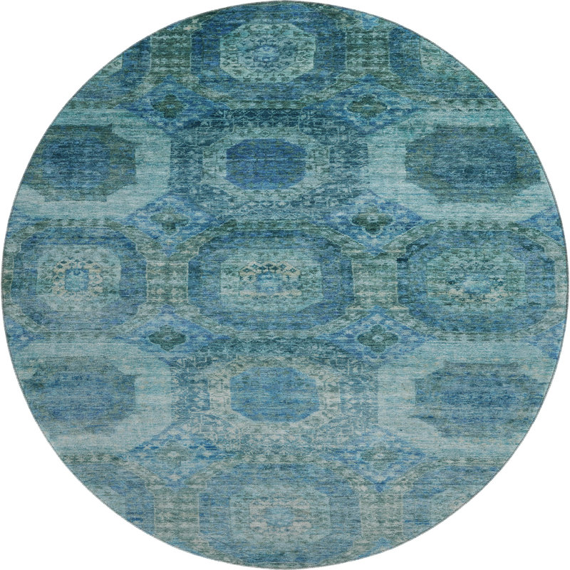 Premium Machine Washable Mayfield AMF1944 Panels Rug, Round 8'