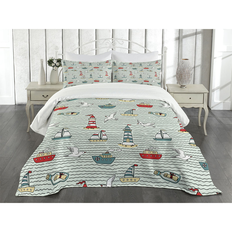 Ambesonne Lighthouse Bedspread Message, King Bedspread + 2 Standard Shams