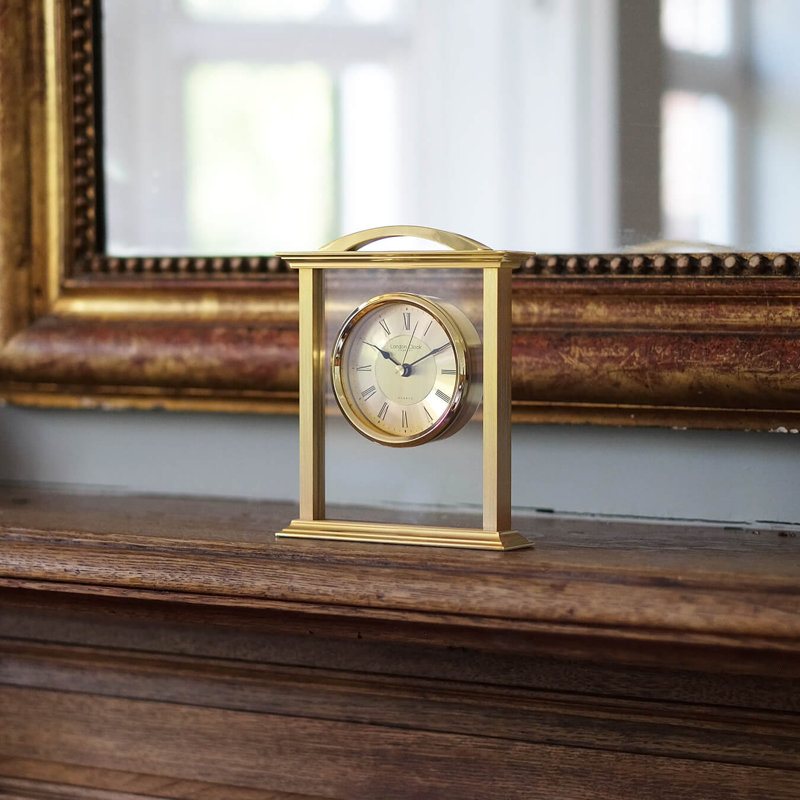 Mantle Metal Quartz movement / Crystal Tabletop Clock in Gold