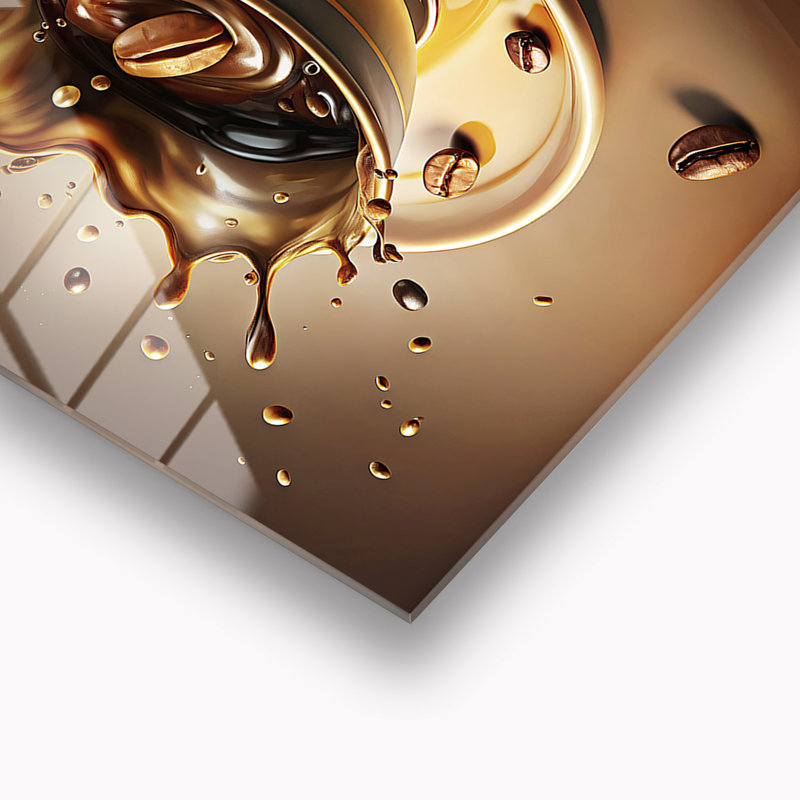 Dosseret en verre trempé Coffee Splash - décoration murale de cuisine, H 25 po x l 36,5 po x P 0,5 po