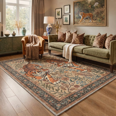 Teiarra Twin Peak Modern Machine Washable Yellow Indoor Area Rug with Non-Slip Backing