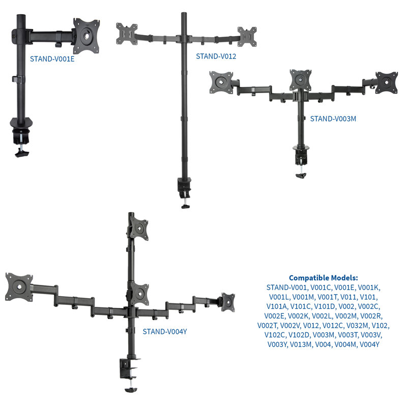 Black Adjustable Steel Single Monitor Arm with Riser