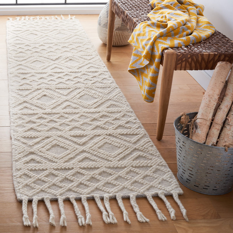 Tapis Natura 308 blanc / gris Nat308A, Tapis de couloir 2 pi 3 po x 8 pi