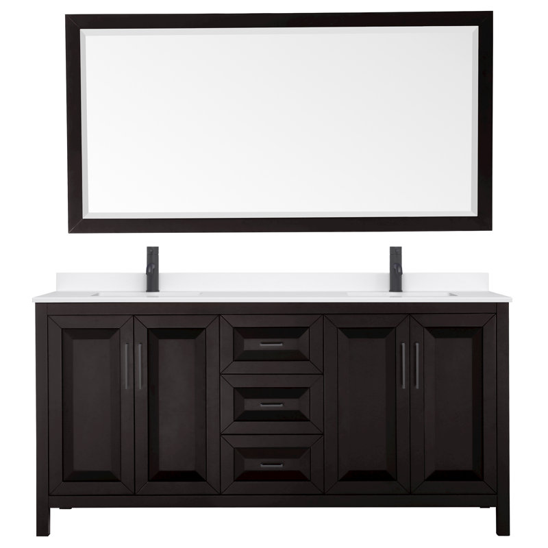 Daria 72'' W Vanity, Brown, Matte Black, Giotto Quartz