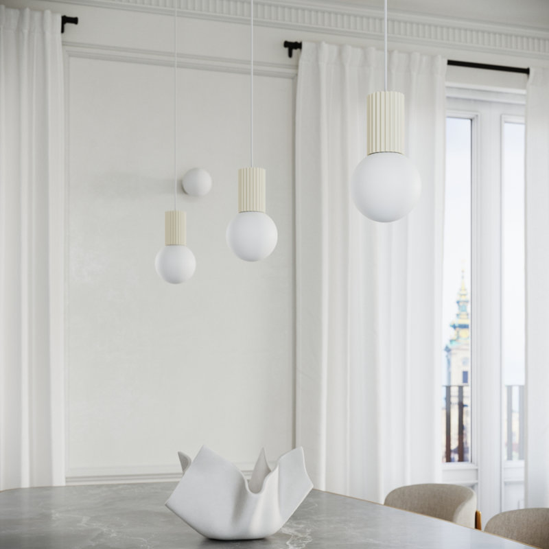Bernis 3 - Light Brushed Nickel Pendant, Beige