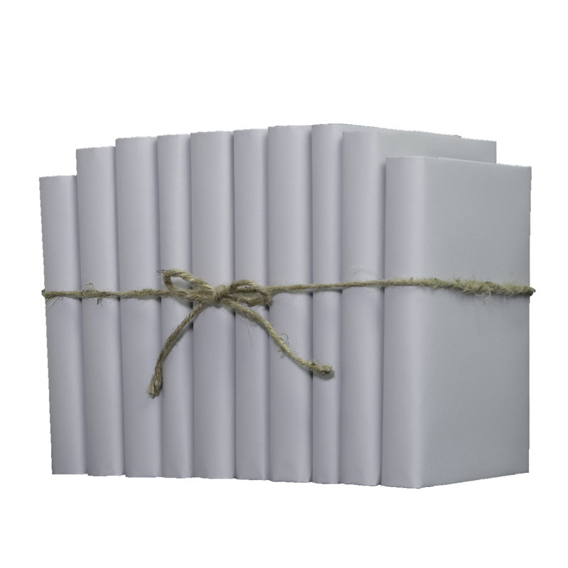 Decorative Books - Cloudy Gray Paper Wrapped Book Bundle - 1 Foot of Grey Books, Gray, 10