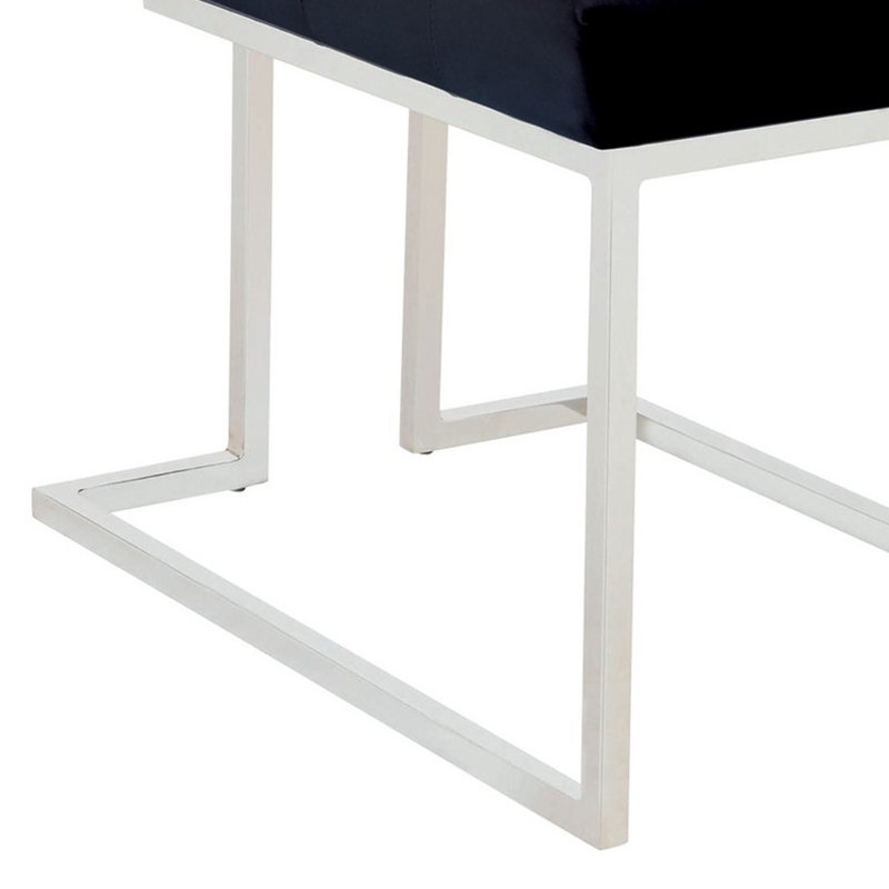 Persas Tufted Velvet Side Chair , Chrome, Ink Blue